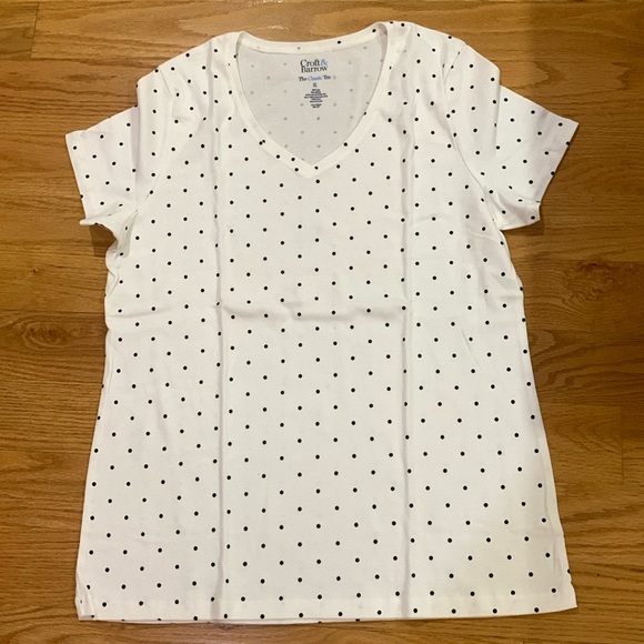 croft & barrow Tops - Croft & Barrow the classic tee white with black polka dots Sz XL New